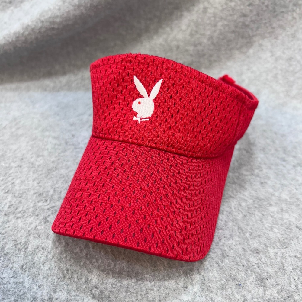 Playboy Bunny Logo Unisex Red Sun Visor Mesh Adjustable OSFM
